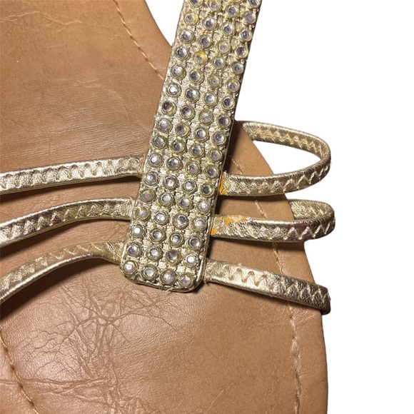 SPRING Gold Rhinestone Boho Chic Gladiator Style Sandals - Picture 3 of 5